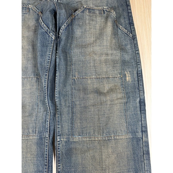 VTG Sean John Carpenter Jeans Mens 30 Blue Cotton High Rise Wide Leg Double Knee - Picture 2 of 11